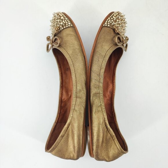 Sam Edelman Women's  Gold Leather Spiked Flats  Size 6.5M - Picture 5 of 8